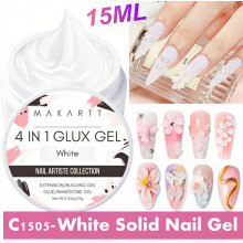 Makartt Solid Gel Builder Kit, wit, 15 g, 4-in-1 nagelverlengingsgel voor 3D-nagelkunst