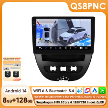 Autoradio Android 14, Écran 10.1 pouces, CarPlay et Android Auto, Caméra 360 degrés, Modèle QS8