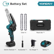 YOFIDRA Tronçonneuse électrique sans fil 6 pouces, 2000W, avec huileur automatique, pour jardin et bois