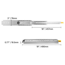SucceBuy Rails de tiro à extension complète 18 inch, Capacité 500 lbs, Double verrouillage, Acier galvanisé