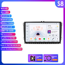 Hizpo Autoradio Android 9 pouces, CarPlay, 8 cœurs, 8 Go RAM, 128 Go Stockage, pour VW Golf Passat Skoda Seat