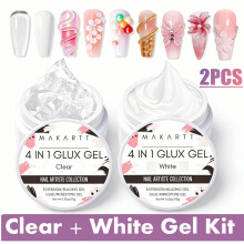 Makartt Solid Gel Builder set van 4, 15 ml nagelverlengingsgel met siliconen mallen en beeldhouwborstel voor 3D nagelkunst