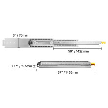 SucceBuy Rails de tiro à extension complète, 56 inch, Capacité 500 lbs, Double Verrouillage, Acier