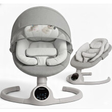 BEBE2LUXE Alpha, cadeirão de baloiço elétrico para bebés, 0-9 kg, Bluetooth, ecrã tátil LED, cinzento