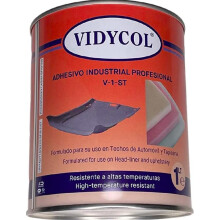 VIDYCOL V-1/ST Cola de contacto resistente a altas temperaturas, lata de 1L, para estofos e teto de automóvel
