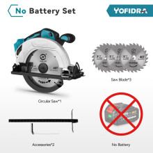 YOFIDRA cirkelzaag, 160 mm blad, borstelloze motor, 0-45 graden verstelbaar, voor hout en steen