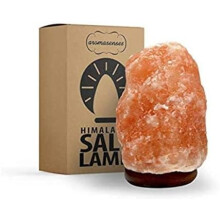 AROMASENSES, lâmpada de sal do Himalaia, 2 a 3 kg, com base de madeira, lâmpada de 14W, purifica o ar