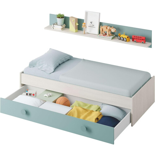 Miroytengo Conjunto de Quarto Juvenil, Verde e Branco, Alpes, com Somier Incluído