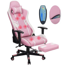 Chaise de jeu de massage GC-RC03, ergonomique avec repose-pieds, Rose et Blanc
