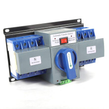 Commutateur de Transfert Automatique Double Alimentation 4P 63A AC 220V, Mode Manuel et Automatique, Bleu et Gris