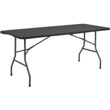 ORION91 mesa de catering, retangular, 180 cm, preta, dobrável, estrutura de aço e resina