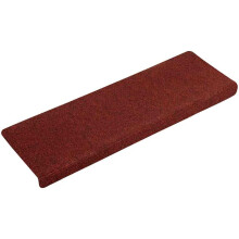 vidaXL conjunto de 15 tapetes para escadas, 65x21x4 cm, vermelho bordeaux, tecido de polipropileno com pontos autoadesivos