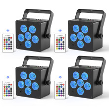 U'king LED Highlight Par licht, 50W, 6x6W RGBWAUV, DMX512 en afstandsbediening, set van 4
