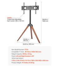 SucceBuy Support TV Trépied, Mobile avec Roulettes, Réglable, pour Salon et Bureau