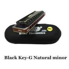 Easttop T008K mondharmonica, 10 gaten, messing rietplaten, G Natural minor, blauw