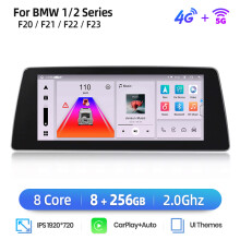 Junsun Autoradio Multimédia Android 8Go+256Go, Écran 10,25 pouces CarPlay et Android Auto sans fil pour BMW Série 1 2 3 4