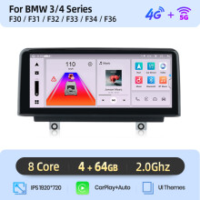 Junsun Autoradio Multimédia Android 4G, Écran 10,25 pouces avec CarPlay et GPS, 4 Go RAM + 64 Go Stockage pour BMW Série 1 2 3 4
