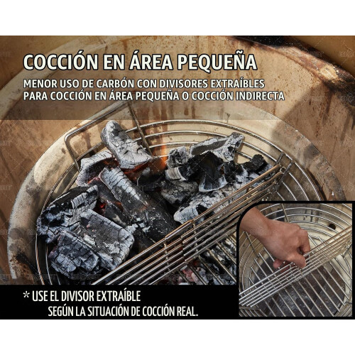 Kamado Classic Joe, cesta de carvão e cinzas, aço inoxidável com divisor, para grelha de 18 polegadas 2