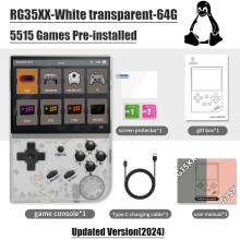 ANBERNIC RG35XX 2024, draagbare retro gameconsole, wit, 64GB met 5000+ games