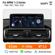Junsun Autoradio Multimédia pour BMW Série 1 2 3 4, Écran 10,25 pouces, CarPlay, WiFi, 4G, 4-64GB