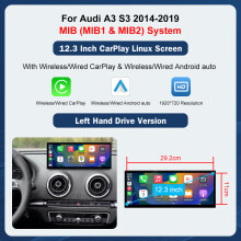 Écran Multimédia Tactile 12,3 pouces pour Audi A3 2014-2019, Airplay Miracast, CarPlay Sans Fil et Android Auto