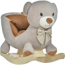 HOMCOM Balancim Infantil em Forma de Urso, Cinzento, 60x33x50 cm, com Cinto de Segurança e Sons