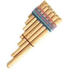 Zampona Doble, flauta de pã dupla, metal castanho claro, 30 x 11 cm, instrumento musical em Sol Maior