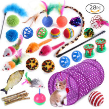 Cat Toys Multicolor Cat Toy Feather Mouse Toy Christmas Gift for Cat Kitten Feline 28pc, Pet Supplies, Gift for Cat Lovers, Indoor Cat Essentials