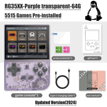 ANBERNIC RG35XX 2024, draagbare retro gameconsole, 3,5 inch IPS-scherm, Violet, 64G met 5000+ games