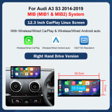 Écran Multimedia Tactile 12.3 pouces pour Audi A3 2014-2019, CarPlay Sans Fil, Android Auto, Airplay, Miracast