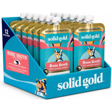 Solid Gold Caldo de Ossos para Gatos, Salmão, Conjunto de 12 Saches para Lamber