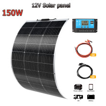 Xinpuguang Kit Panneau Solaire 150W 12V, Panneau Monocristallin Semi-Flexible, Kit de Charge pour Camping et Marine