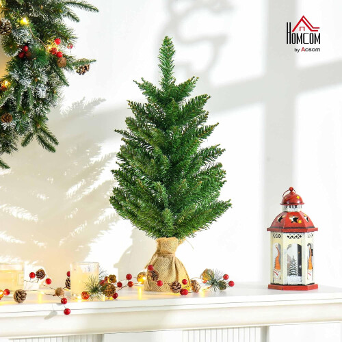 HOMCOM Árvore de Natal artificial pequeno, 60 cm, 70 ramos, verde 1