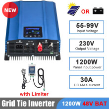 Y&H Onduleur Solaire Grid Tie 1200W, 48V BAT, AC 180-260V, avec Limiteur et Mode Décharge Batterie