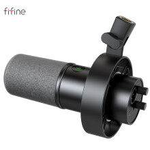 FIFINE Dynamisches Mikrofon, USB und XLR, mit Schockhalterung, Touch-Stummschaltung und Kopfhöreranschluss für PC und PS4/PS5