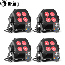 U'King set van 4 vierkante LED Par-lampen, 8W RGB, met afstandsbediening en DMX-besturing voor feesten en evenementen
