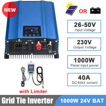 Y&H Onduleur Solaire Grid Tie 1KW, Pur Sinus avec Limiteur, AC 180-260V, Mode Batterie 24V
