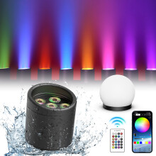 U'King Projecteur LED Par 6x18W RGBWA+UV, Contrôle DMX512 et APP, Batterie 8800mAh Rechargeable, Noir, IP65