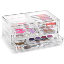 Plastic Forte organizador de cosmética, acrílico, tamanho médio, 15,3 x 23,5 x 11 cm