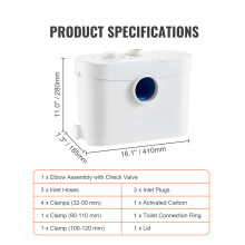 SucceBuy Pompe Broyeuse 700W, Évacuation des Eaux Usées, 4 Entrées d'Eau, Pour Salle de Bain et Sous-sol
