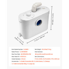 SucceBuy Pompe Broyeuse 900W, 4 Entrées d'Eau, Évacuation Eaux Usées Toilettes et Douche