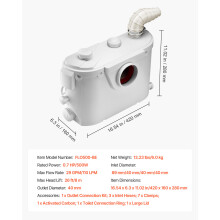 SucceBuy Pompe Broyeuse 500W, 4 entrées d'eau, évacuation eaux usées pour toilettes et douche
