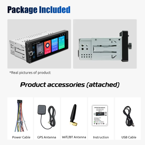 ESSGOO Autoradio Multimédia 1 Din, 6,86 pouces, Android 14, 4 Go + 64 Go, Carplay, Android Auto, Bluetooth