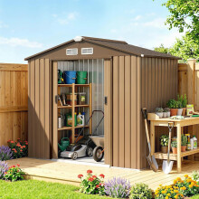 Outsunny estufa de jardim exterior em metal, 2,5 m2, 213x130x185 cm, castanho