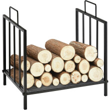 Outsunny estante de lenha para lareira, metal forjado, 44,5x33x46,5 cm, preto