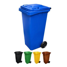 JARDIN202 contentor de lixo reciclável, 240 L, azul, com rodas e pega antiderrapante