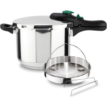 Magefesa Dynamic, panela de pressão rápida de 5 litros com cesto, aço inoxidável 18/10, compatível com indução