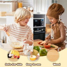 Wooden Kids Knife and Toddler Baking Set for Real Cooking 6 PCS Montessori Toddler Kitchen Tools, Cooking Cutting Board