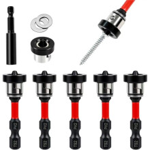 Magnetische Gipsplaatschroefbits met Verstelbare Diepte-Aanslag (6-Delige Set), Ph2 Positioneringsbits en Verwijderbare Klem