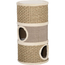 PawHut Barril Rascador para Gatos, 3 níveis, Ø37,5x70 cm, Castanho e Café